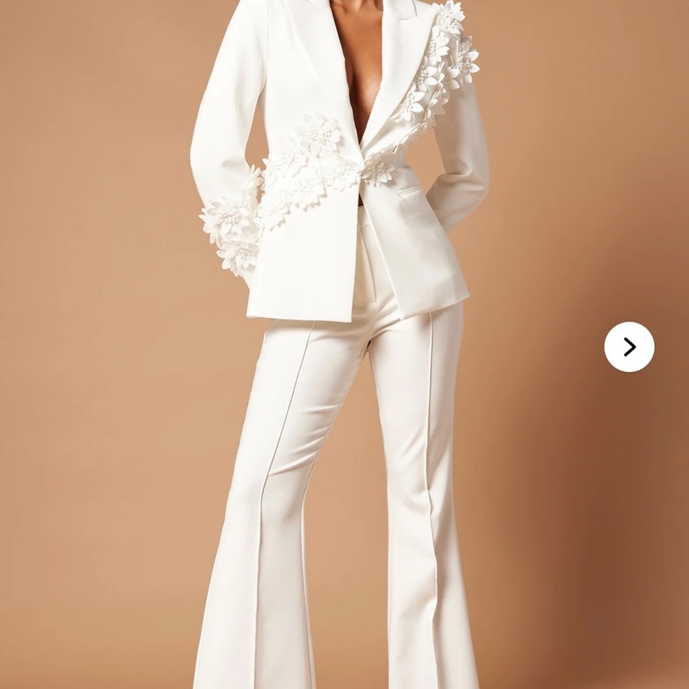 Fashion Nova White Floral Embellished Suit